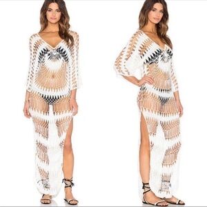 Wildfox A Bikini A Day Crochet Mermaid Dress Ivory Maxi Cover Up Size Medium